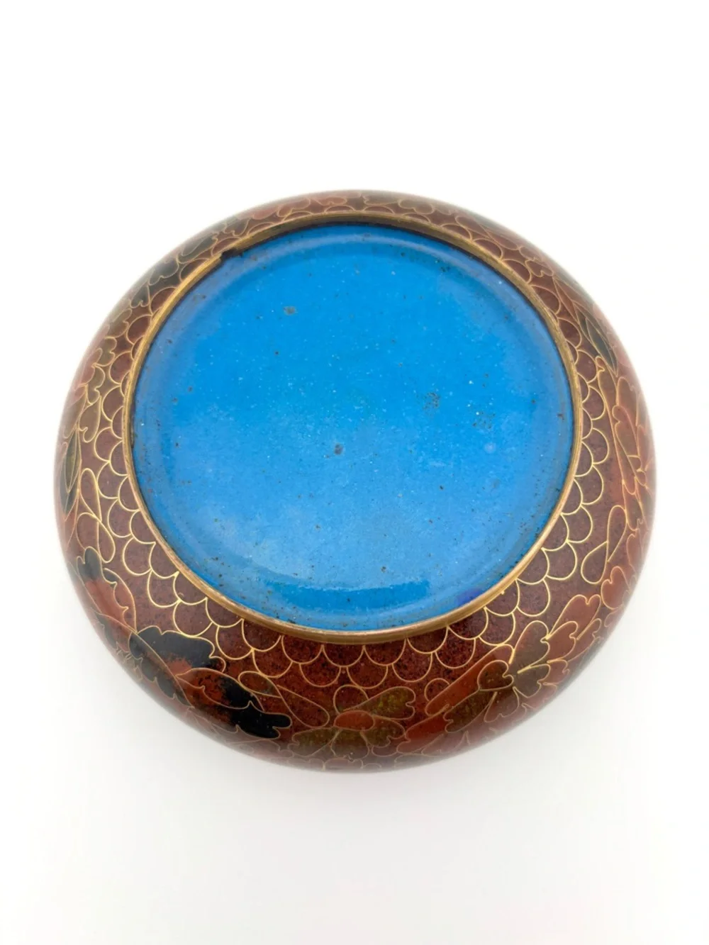 Vintage Chinese Cloisonné Round Lidded Dish